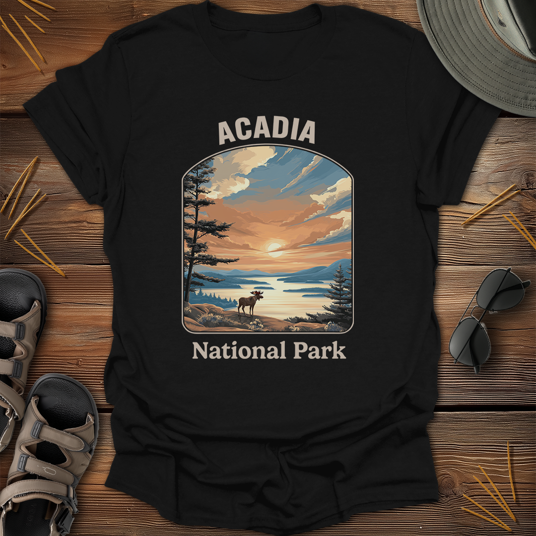 Acadia National Park Vintage Sunset T-Shirt