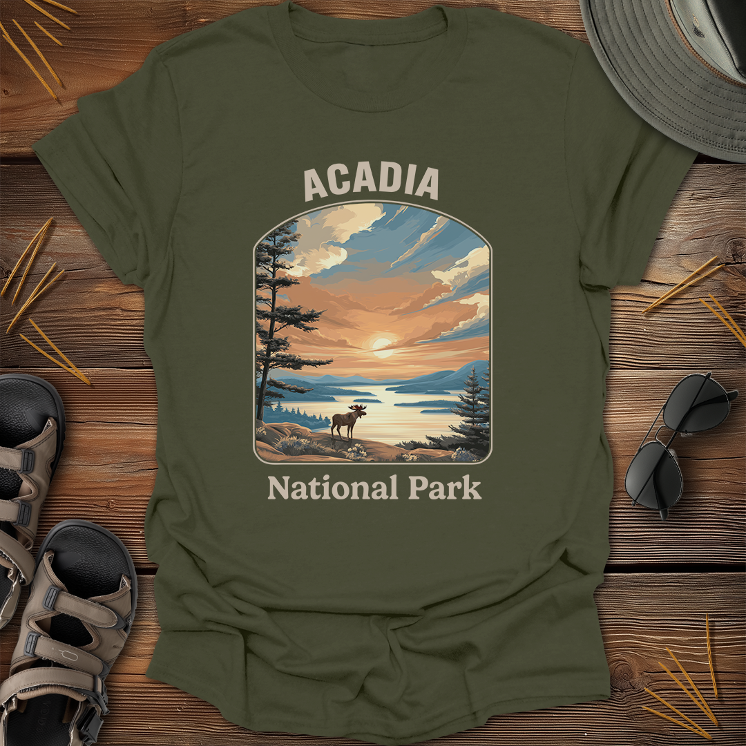 Acadia National Park Vintage Sunset T-Shirt