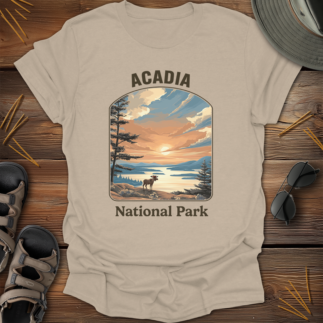 Acadia National Park Vintage Sunset T-Shirt