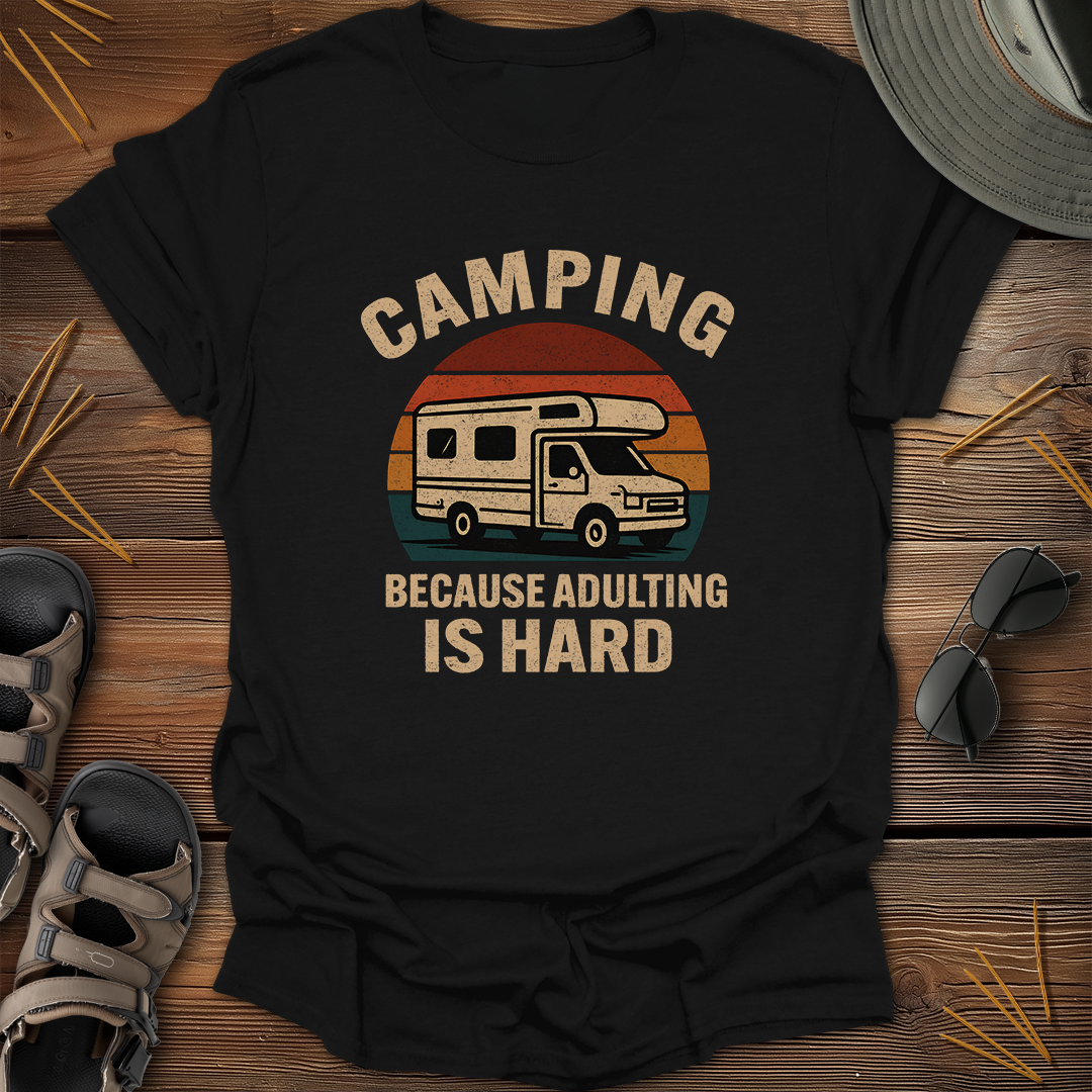 Camping Because Adulting is Hard Retro T-Shirt