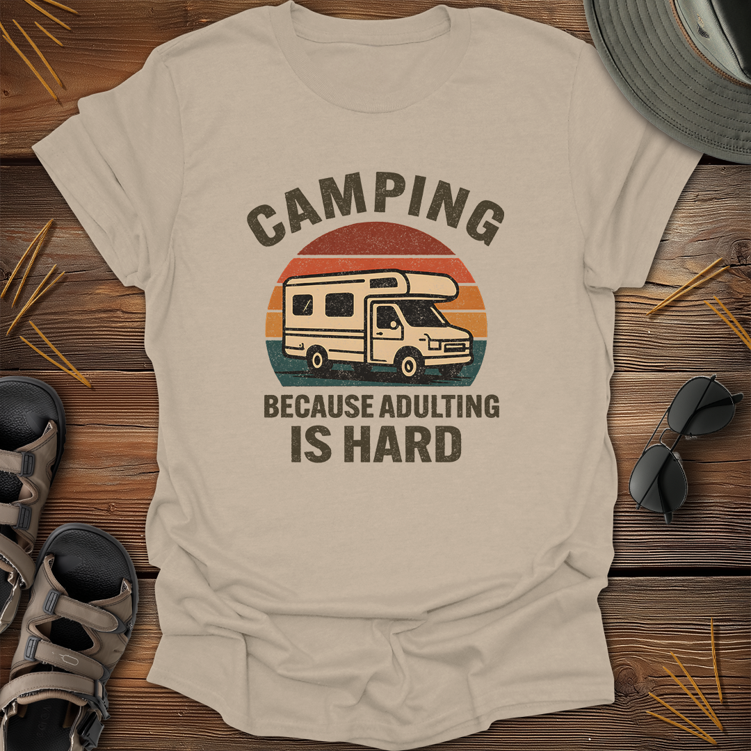 Camping Because Adulting is Hard Retro T-Shirt