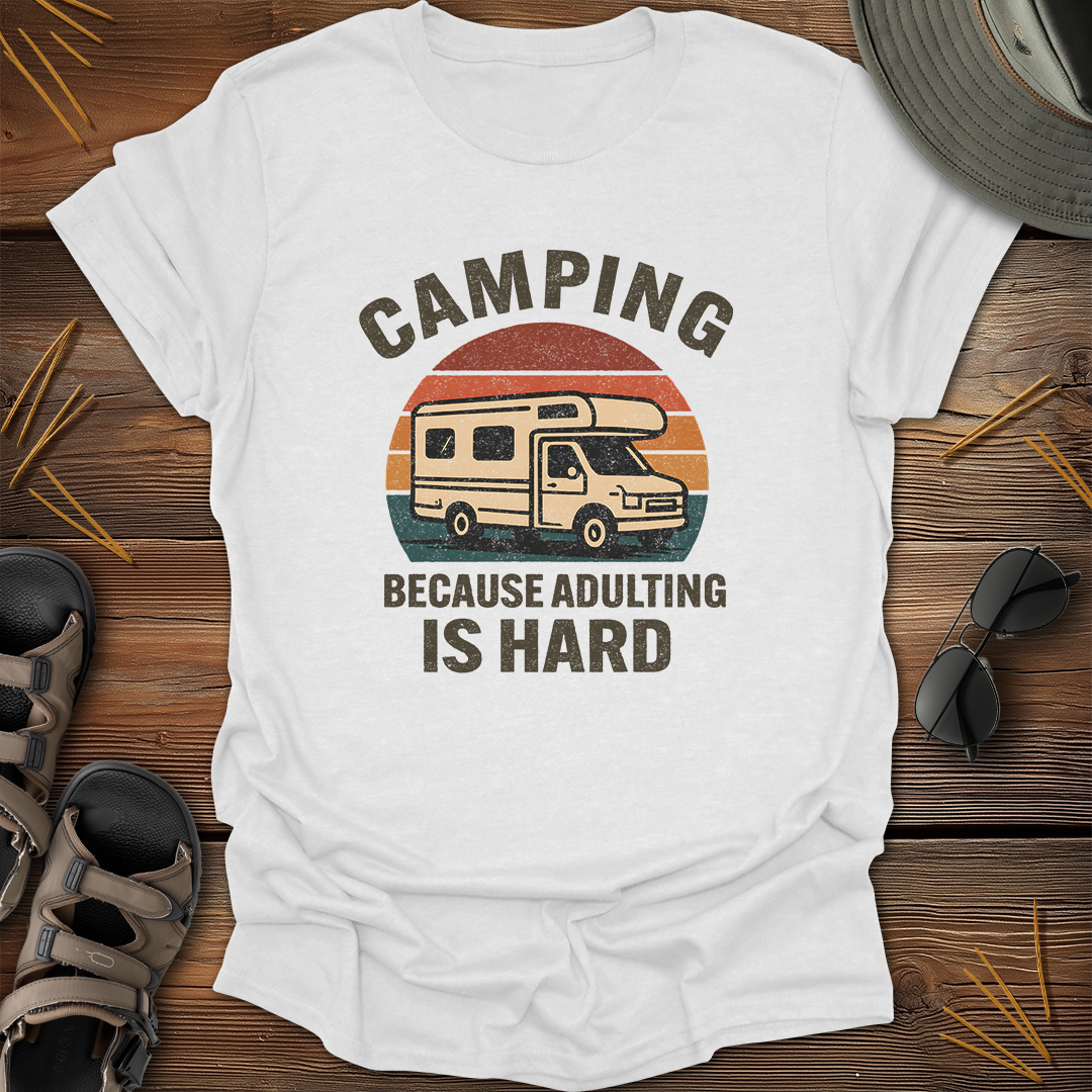 Camping Because Adulting is Hard Retro T-Shirt