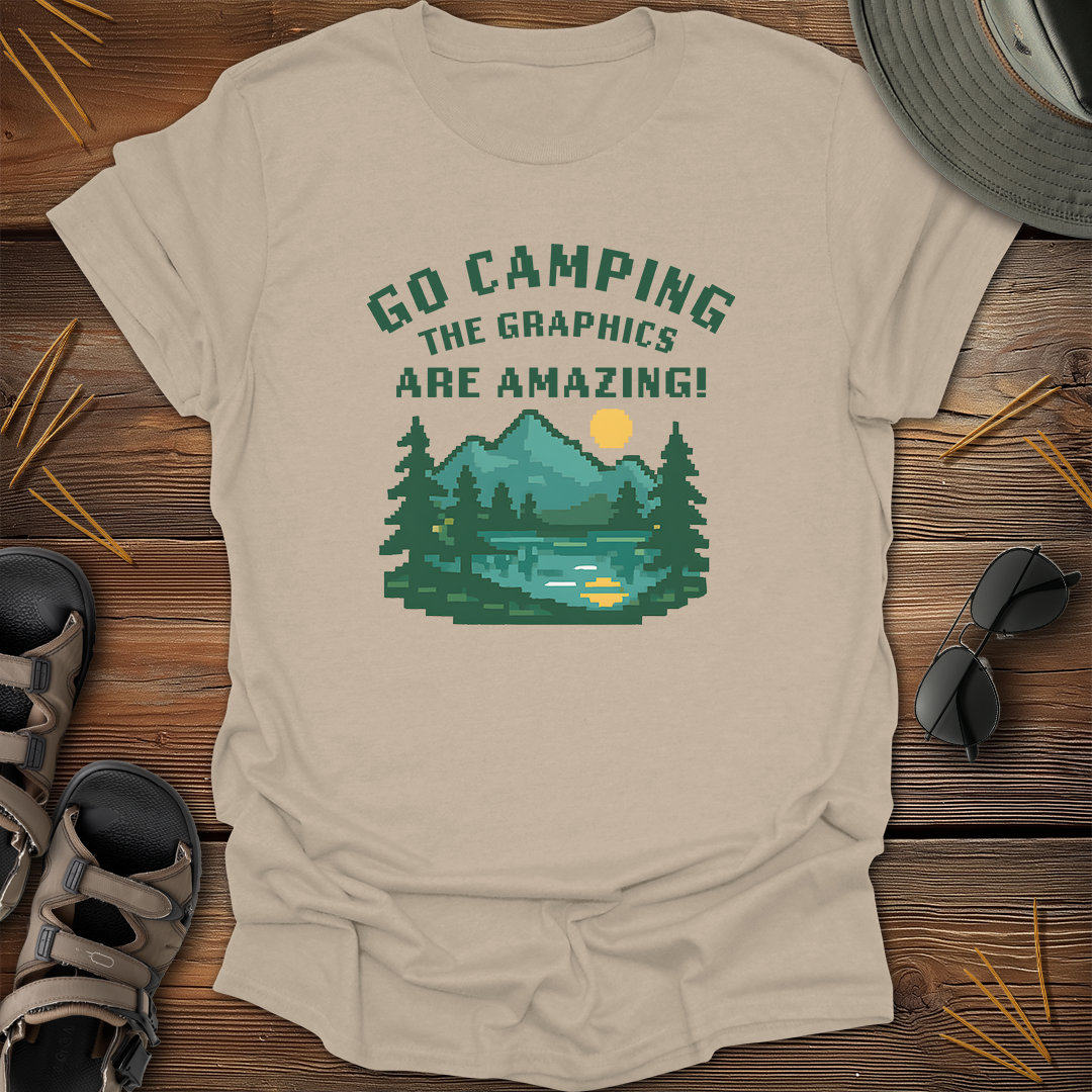 Go Camping The Graphics Are Amazing Pixel Art T-Shirt