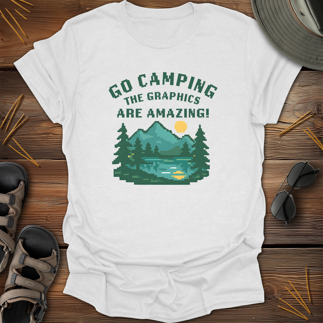 Go Camping The Graphics Are Amazing Pixel Art T-Shirt