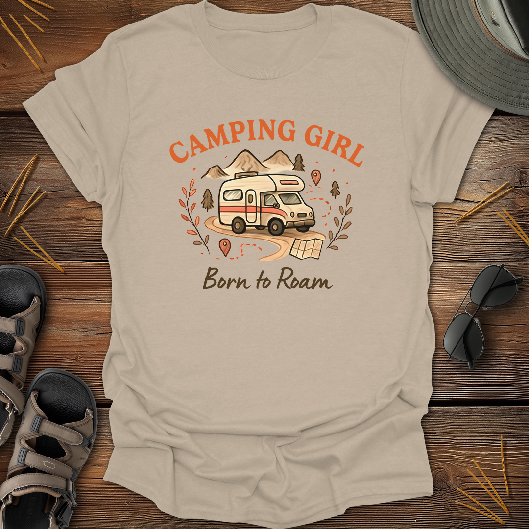 Camping Girl Born to Roam T-Shirt