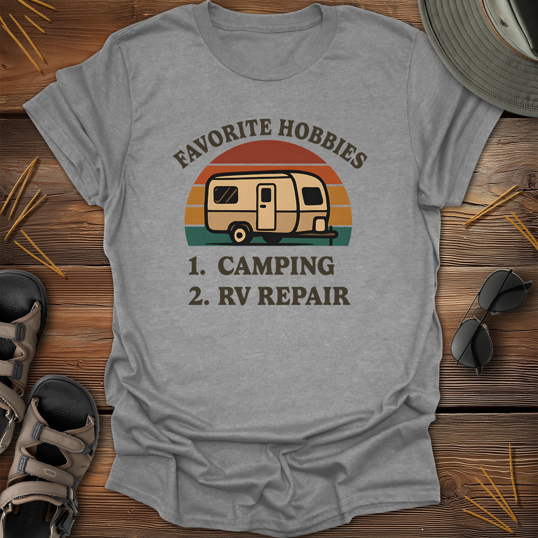 Favorite Hobbies Camping RV Repair Retro T-Shirt