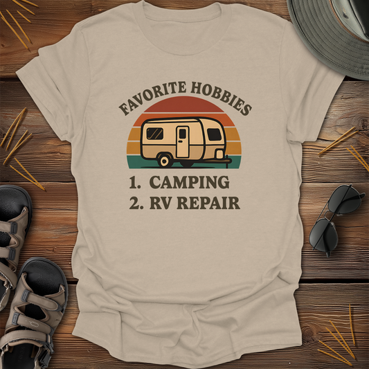Favorite Hobbies Camping RV Repair Retro T-Shirt