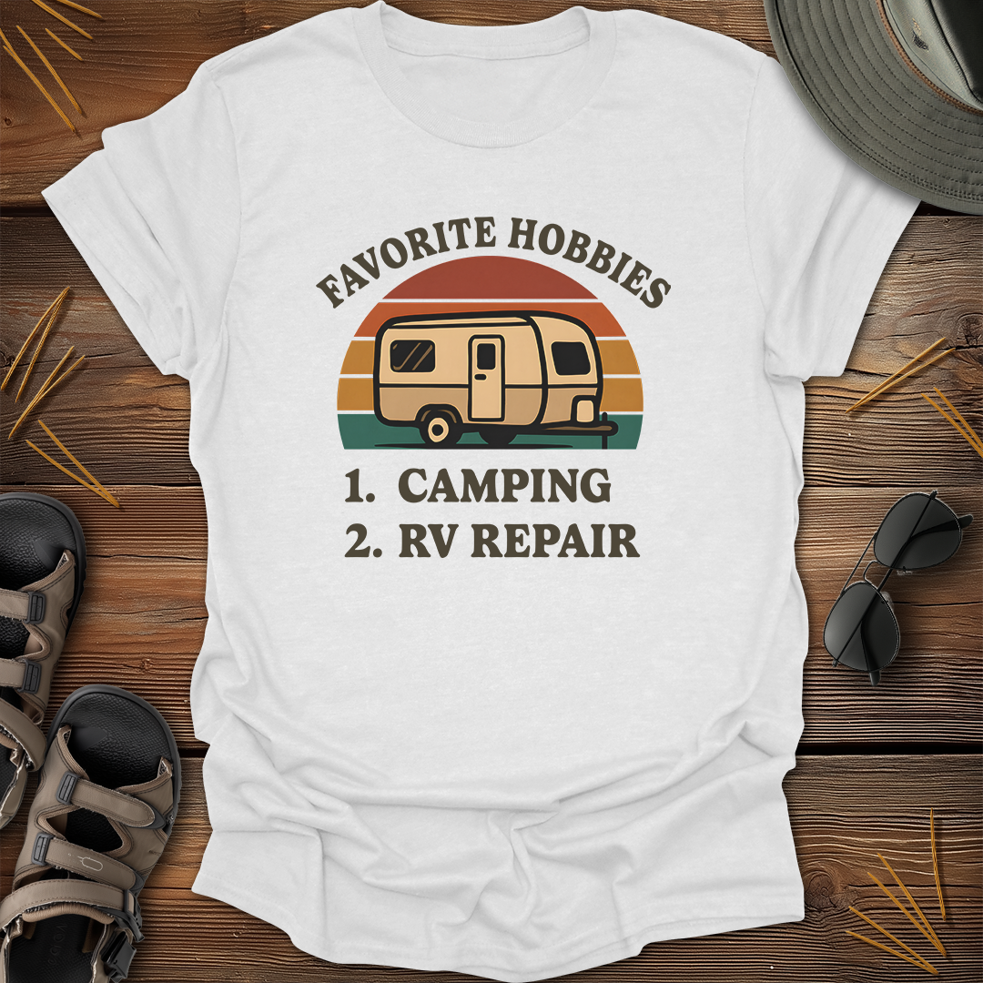 Favorite Hobbies Camping RV Repair Retro T-Shirt