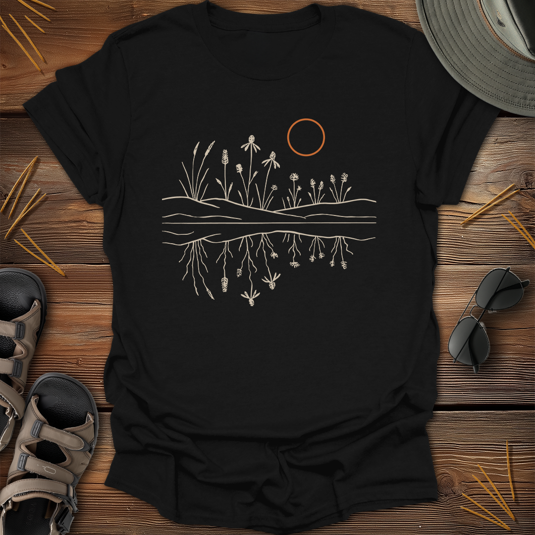 Midwest Prairie Reflection Drawing T-Shirt