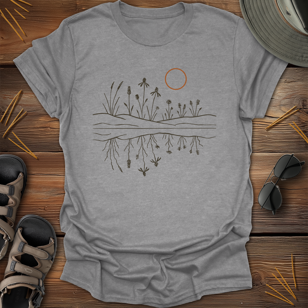Midwest Prairie Reflection Drawing T-Shirt