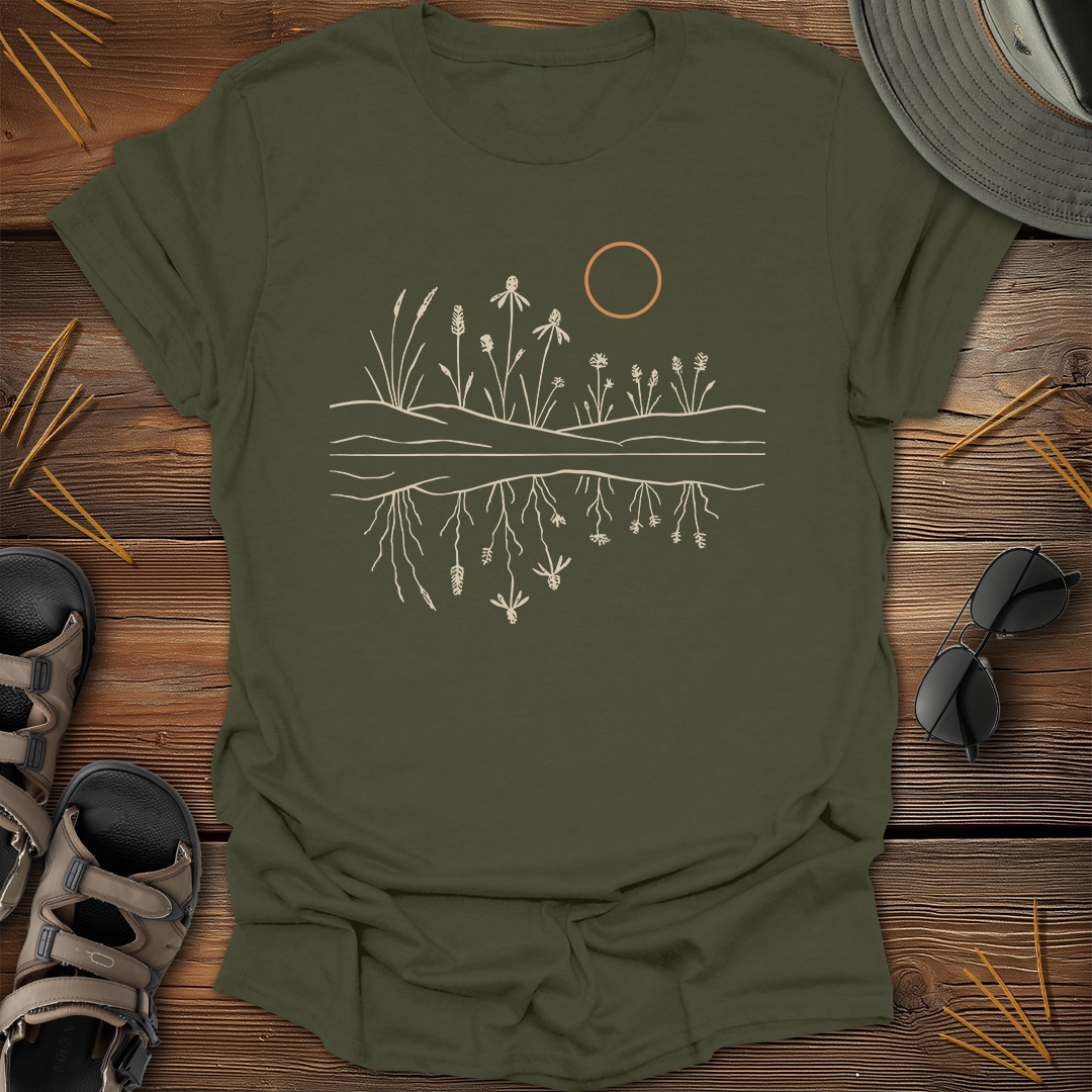 Midwest Prairie Reflection Drawing T-Shirt