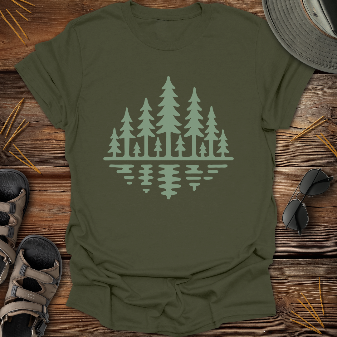 Forest Reflection Drawing T-Shirt