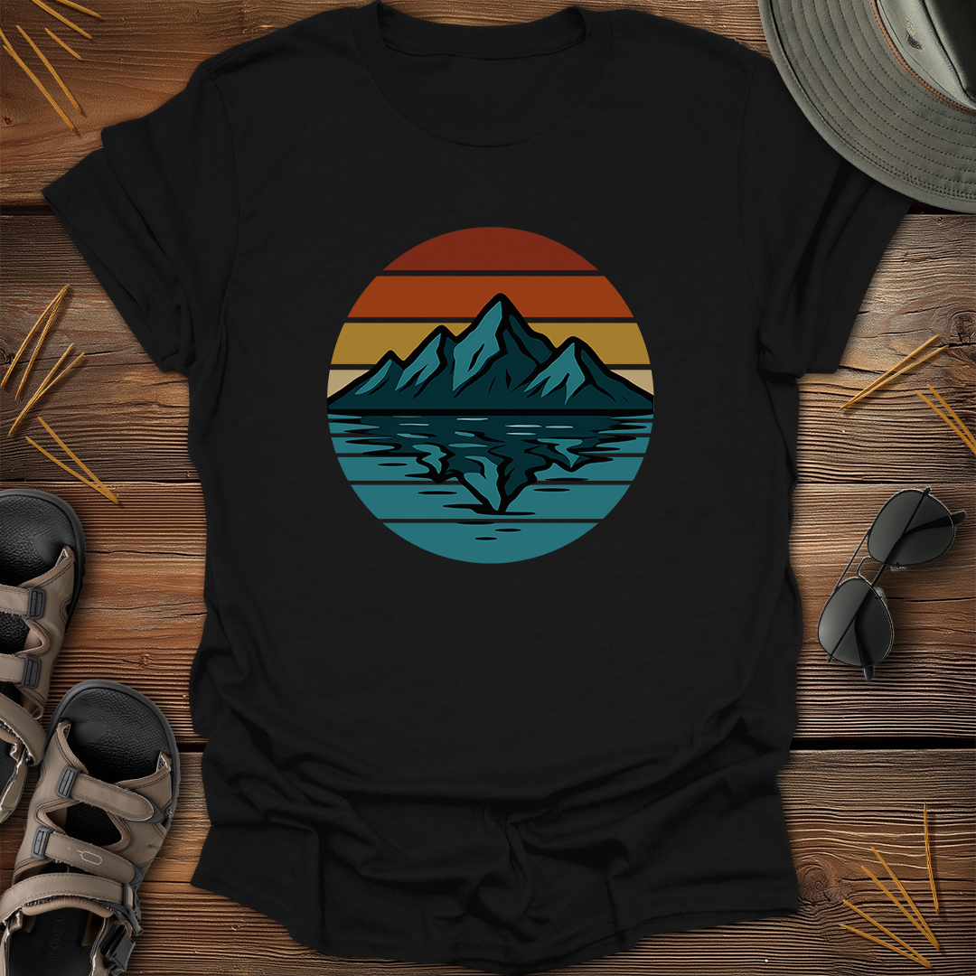 Retro Mountain Lake Reflection T-Shirt