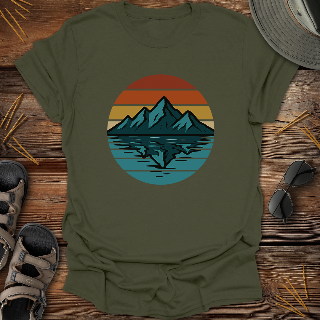 Retro Mountain Lake Reflection T-Shirt