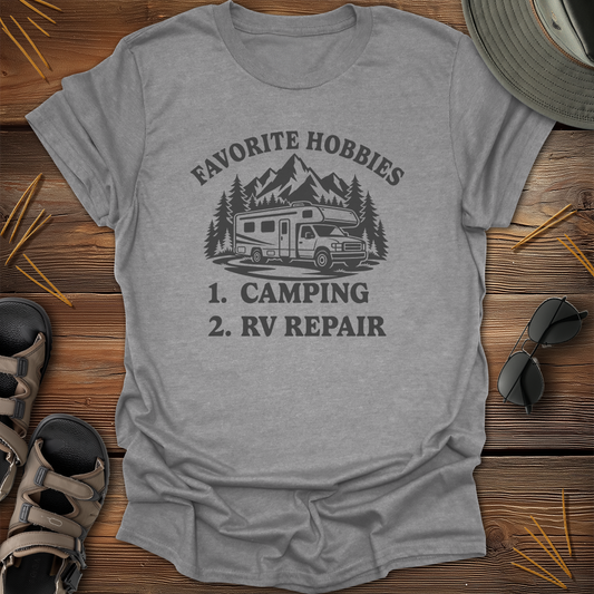 Favorite Hobbies Camping RV Repair Motorhome T-Shirt
