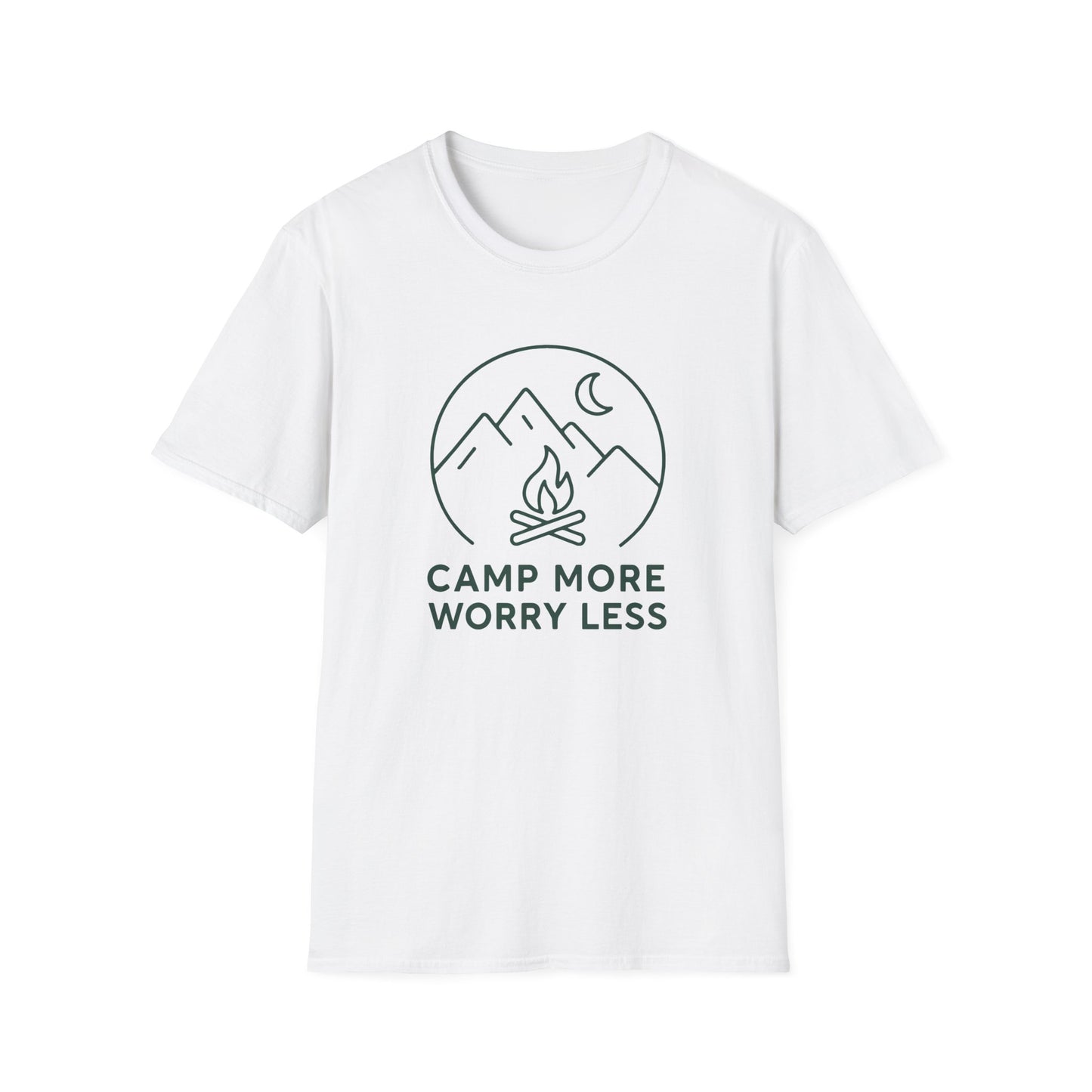 Camp More Worry Less Line Art T-Shirt