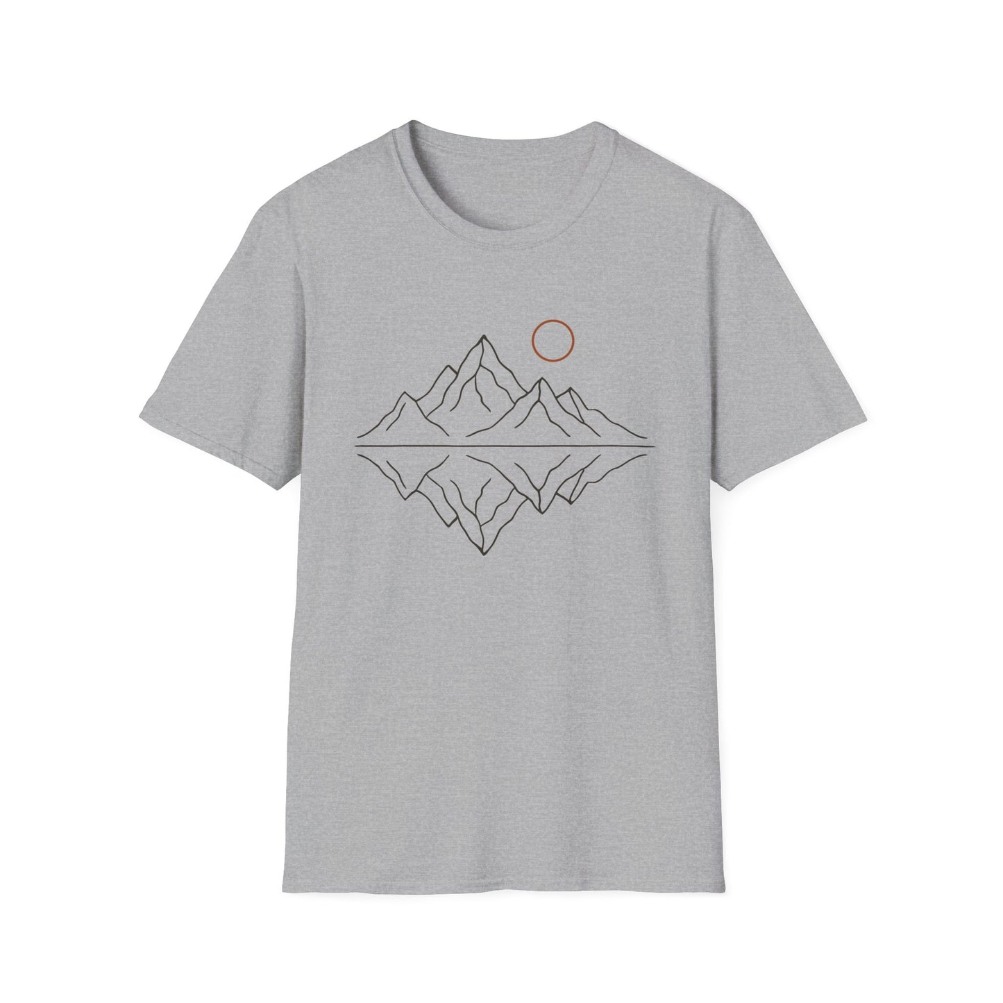 Mountain Peaks Reflection Drawing T-Shirt