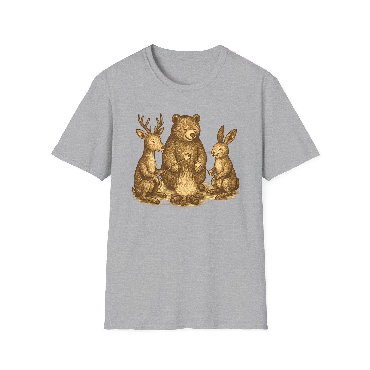 Campfire Wildlife Illustration T-Shirt