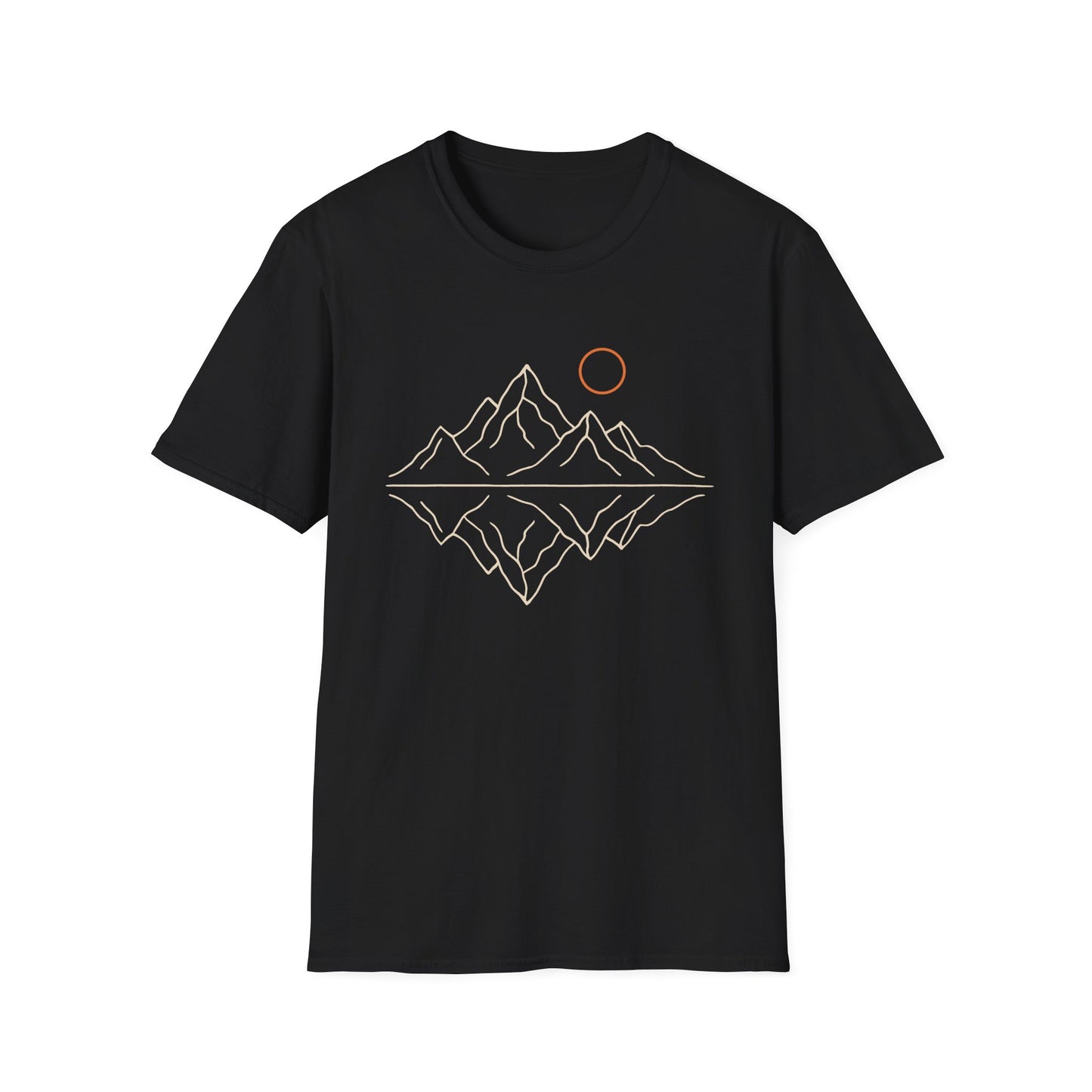 Mountain Peaks Reflection Drawing T-Shirt