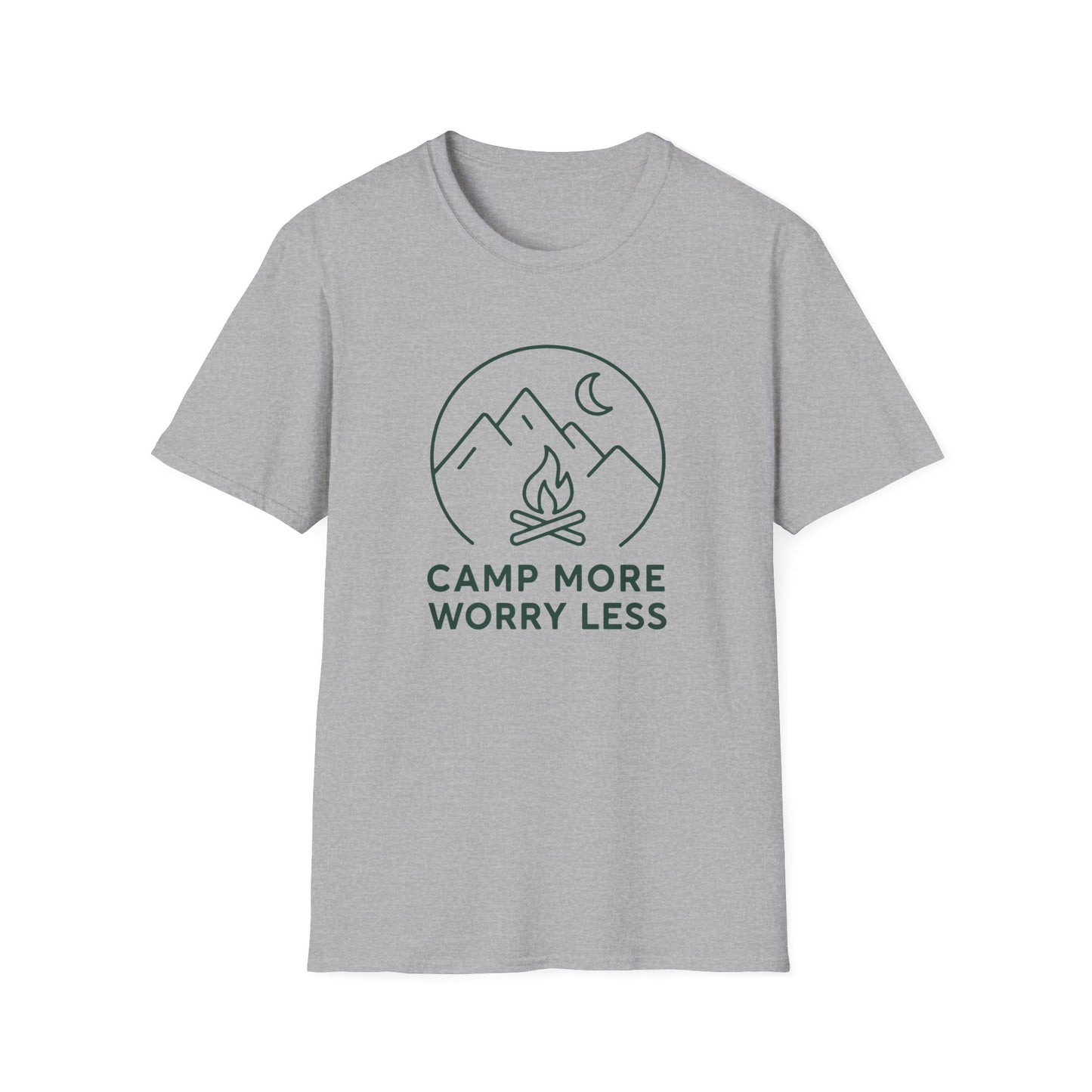 Camp More Worry Less Line Art T-Shirt