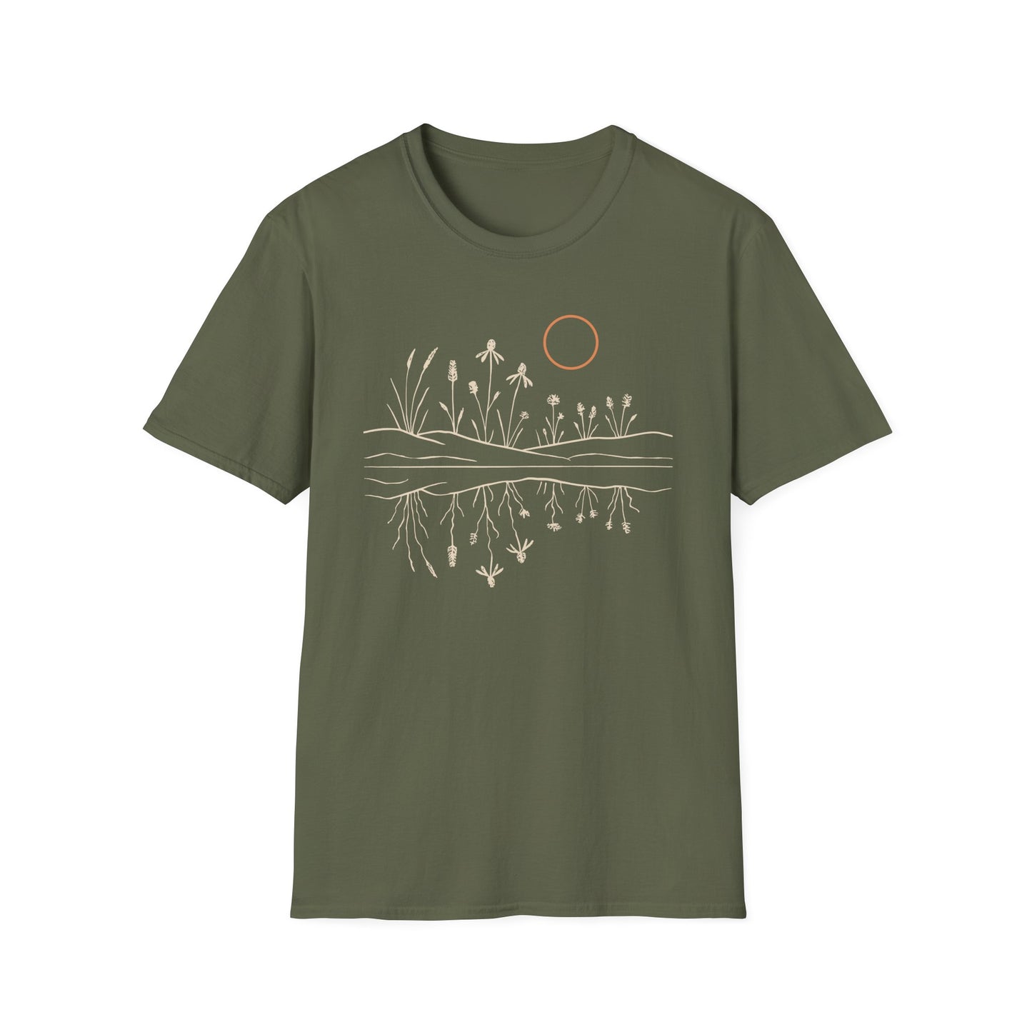 Midwest Prairie Reflection Drawing T-Shirt