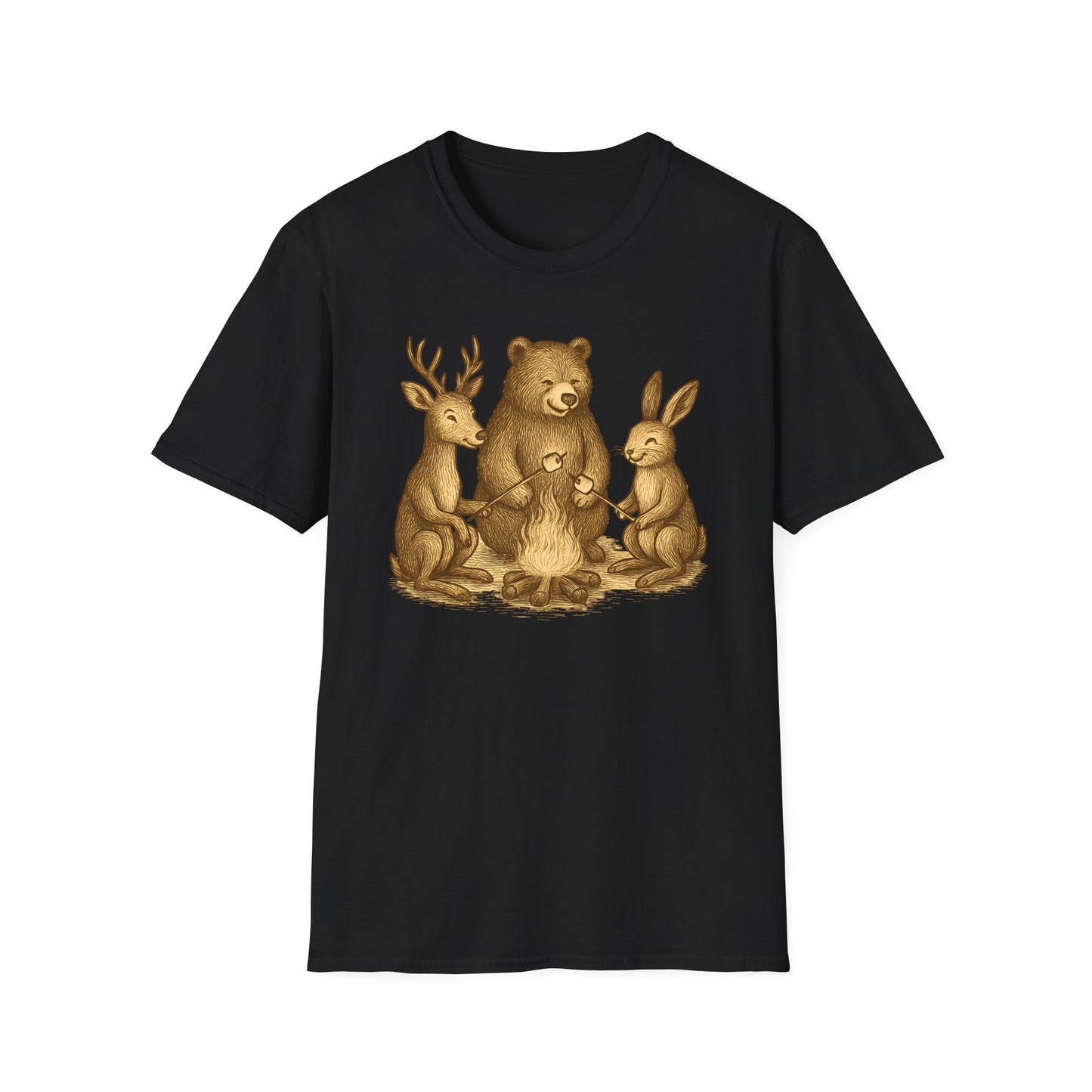 Campfire Wildlife Illustration T-Shirt