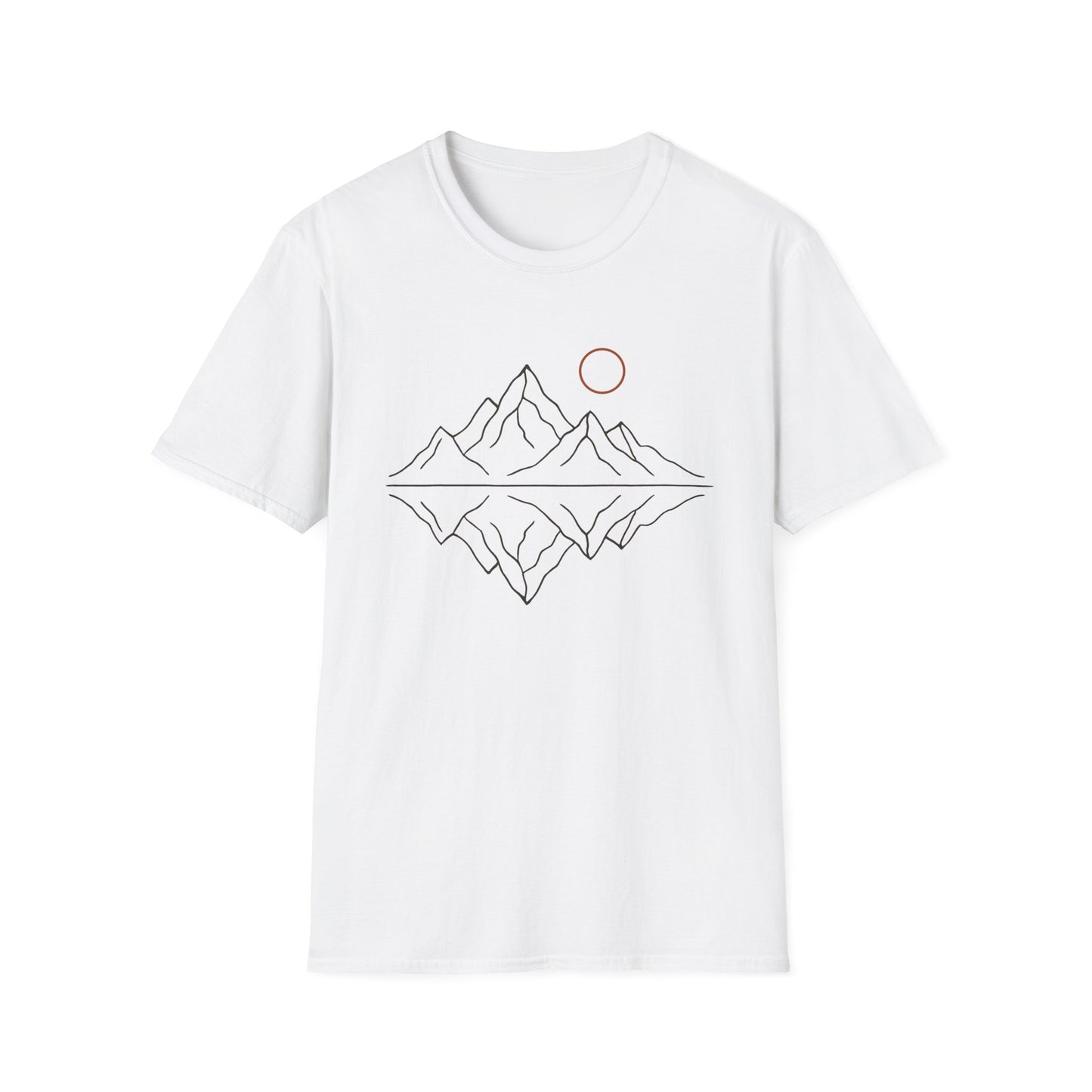 Mountain Peaks Reflection Drawing T-Shirt