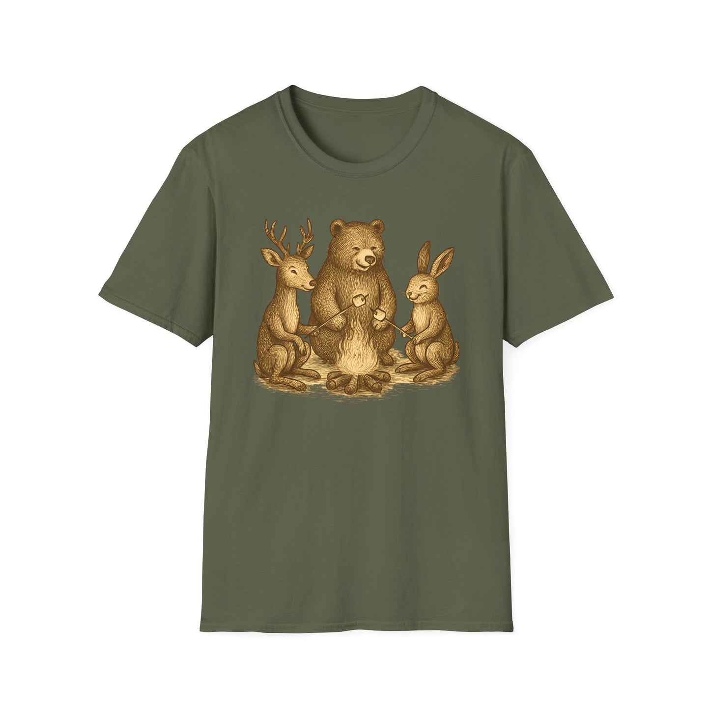 Campfire Wildlife Illustration T-Shirt