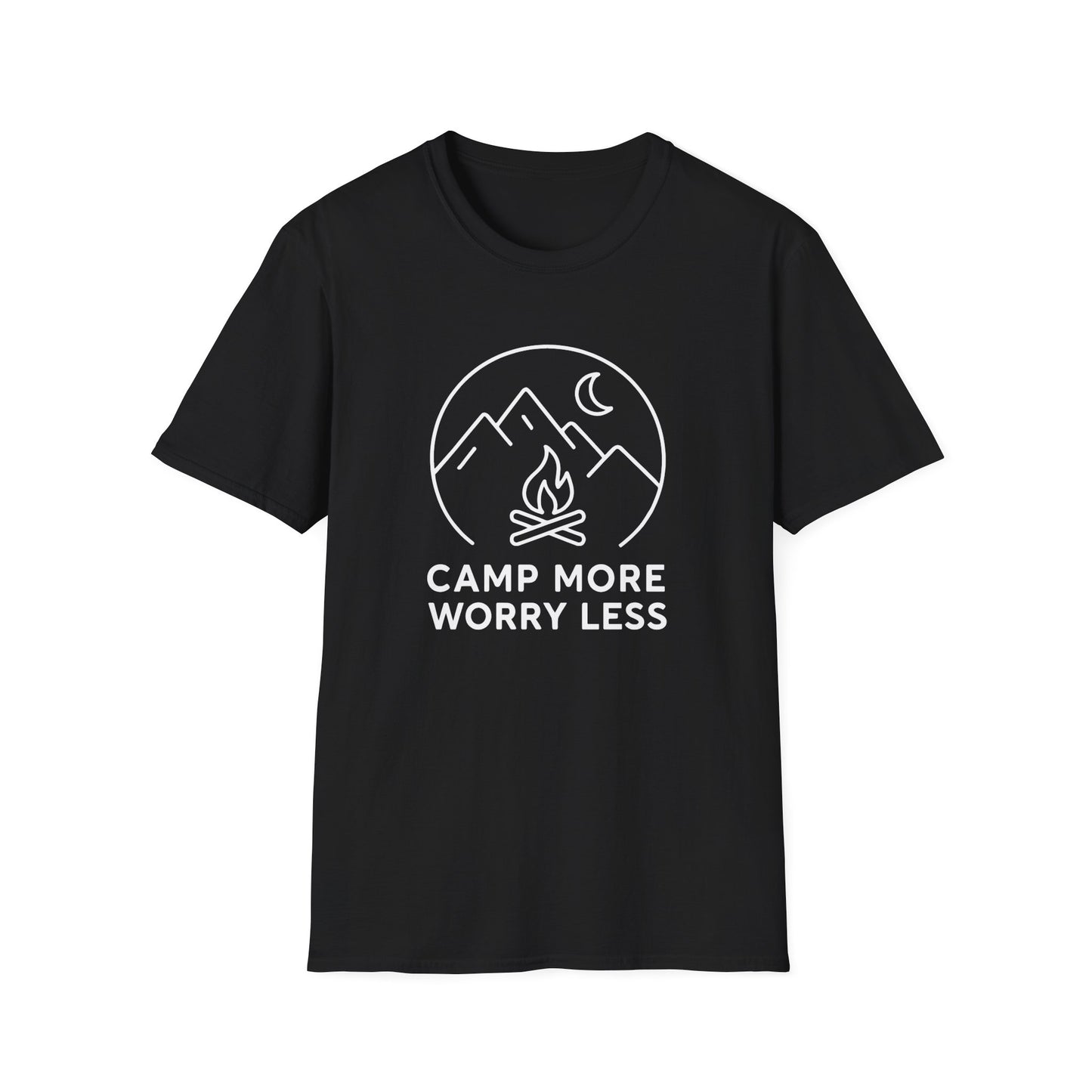 Camp More Worry Less Line Art T-Shirt
