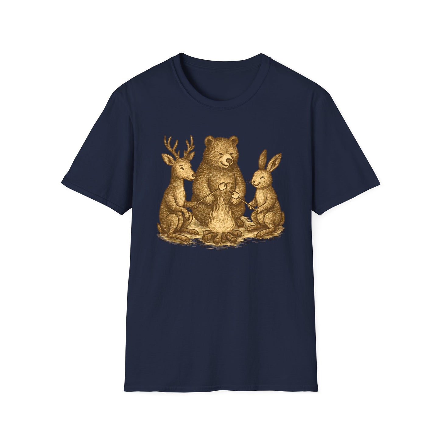 Campfire Wildlife Illustration T-Shirt