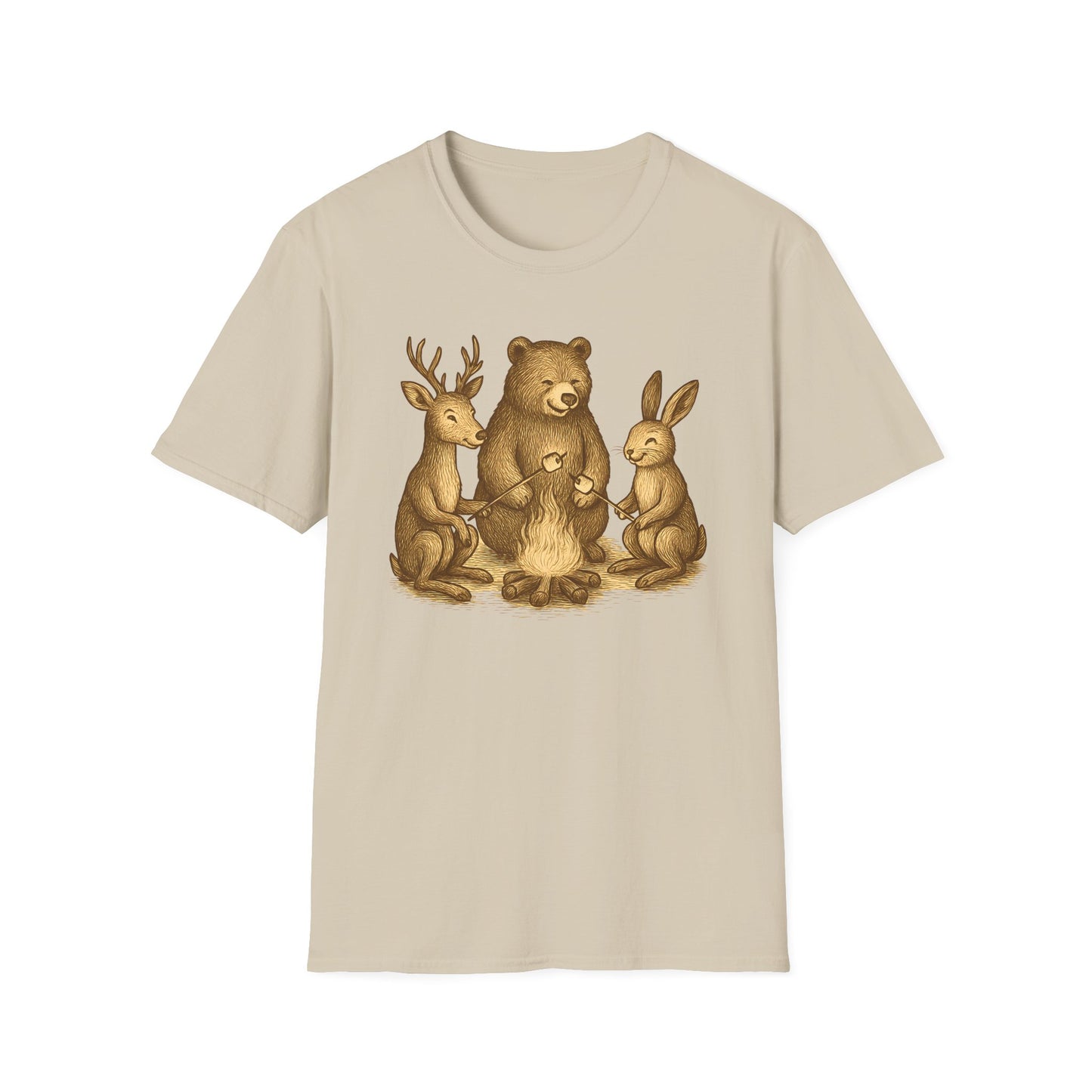 Campfire Wildlife Illustration T-Shirt