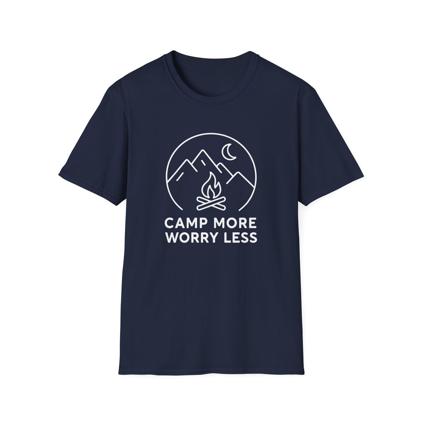 Camp More Worry Less Line Art T-Shirt