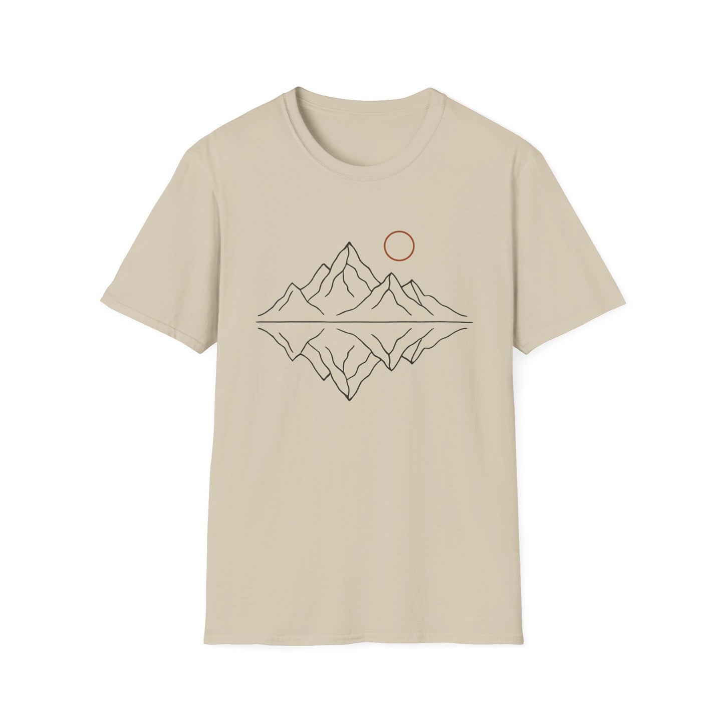 Mountain Peaks Reflection Drawing T-Shirt