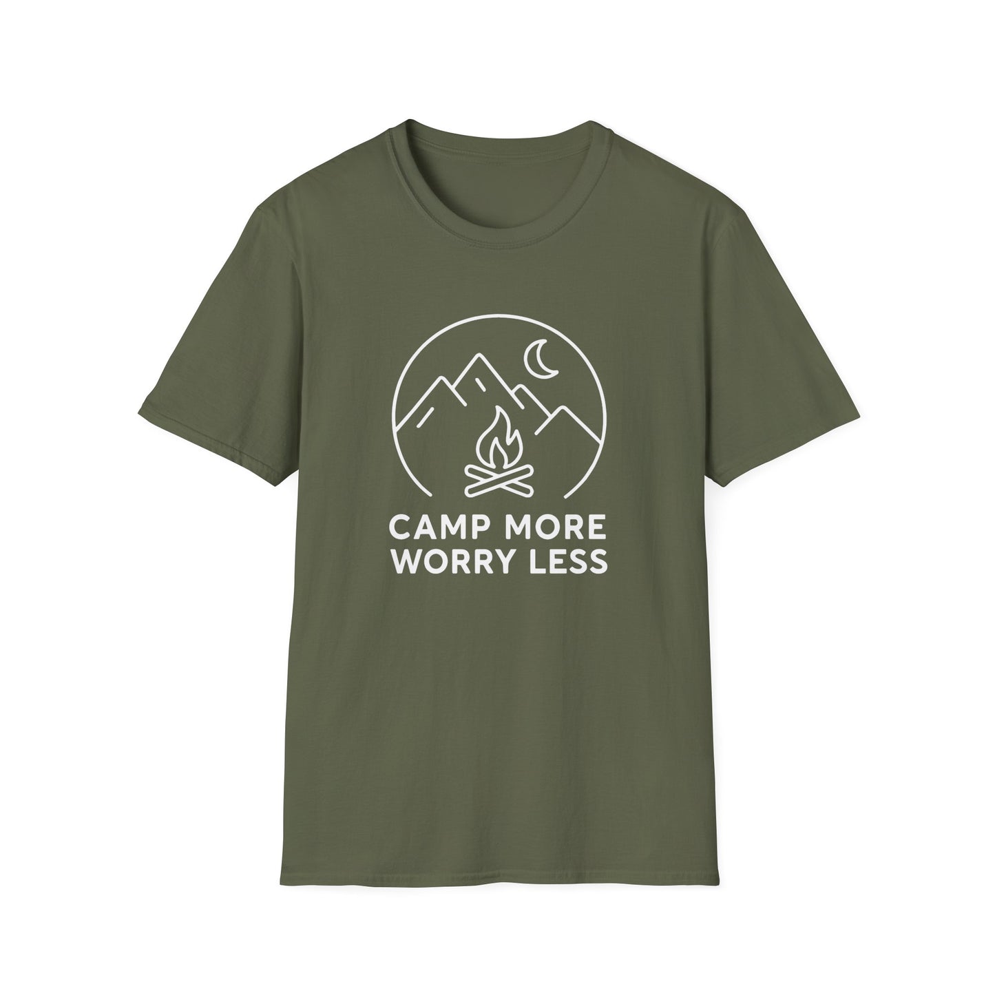 Camp More Worry Less Line Art T-Shirt