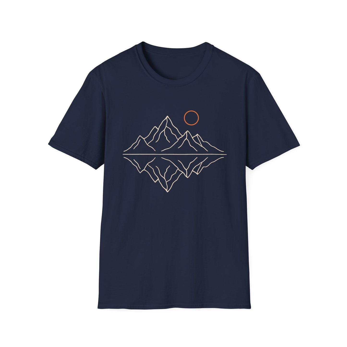 Mountain Peaks Reflection Drawing T-Shirt