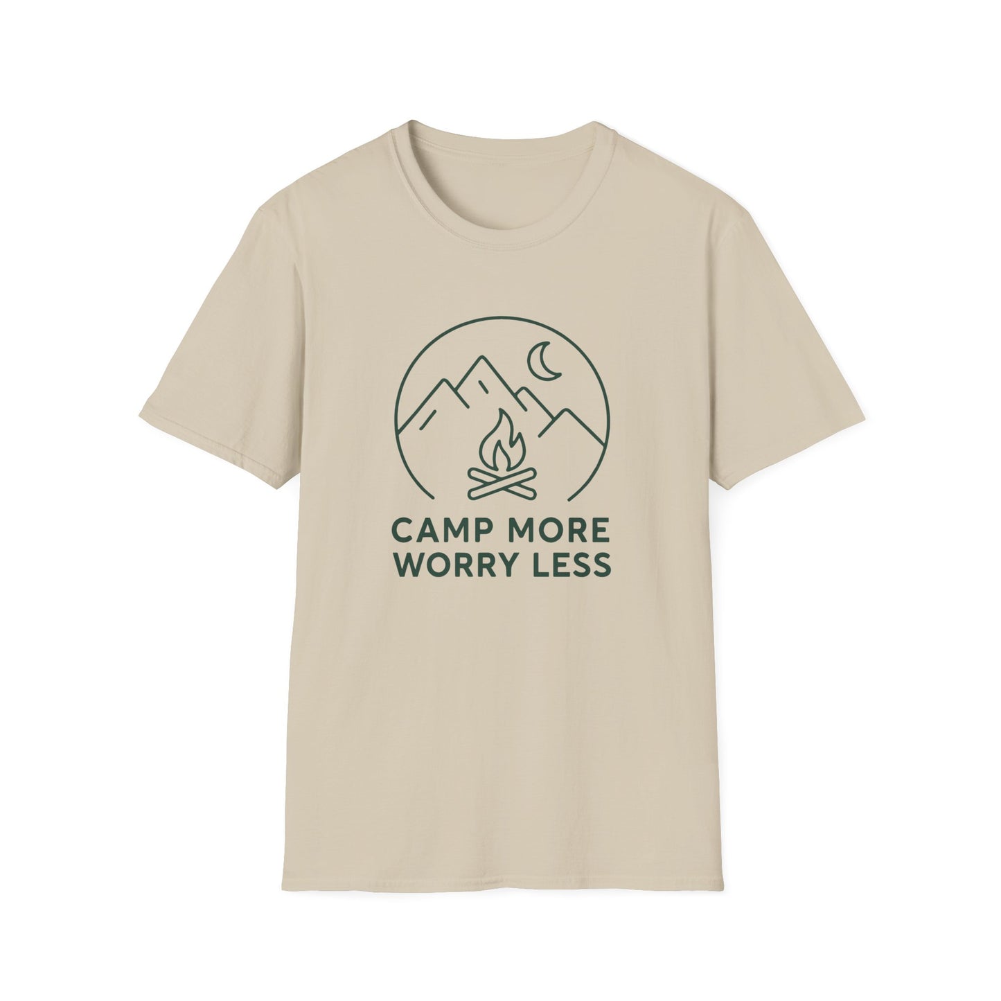 Camp More Worry Less Line Art T-Shirt