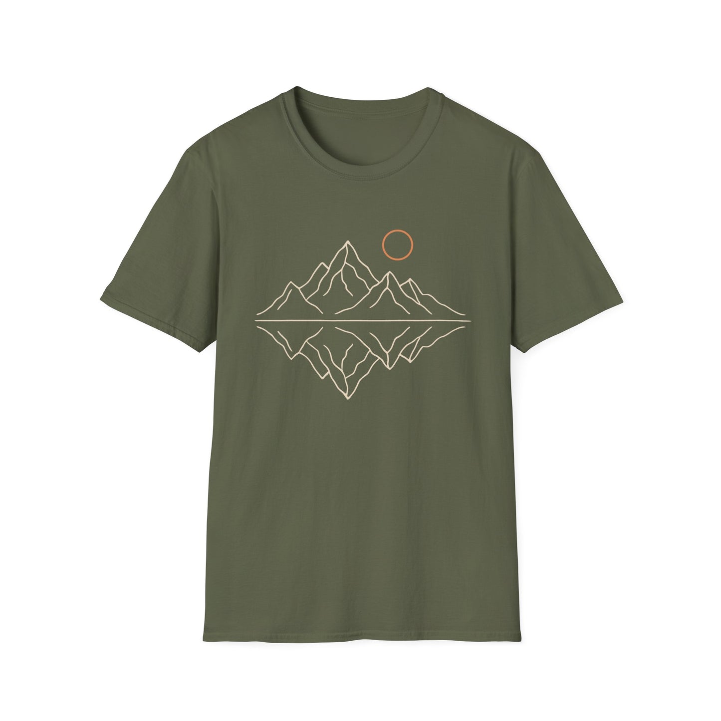 Mountain Peaks Reflection Drawing T-Shirt