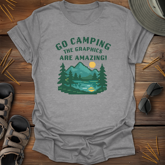 Go Camping The Graphics Are Amazing Pixel Art T-Shirt