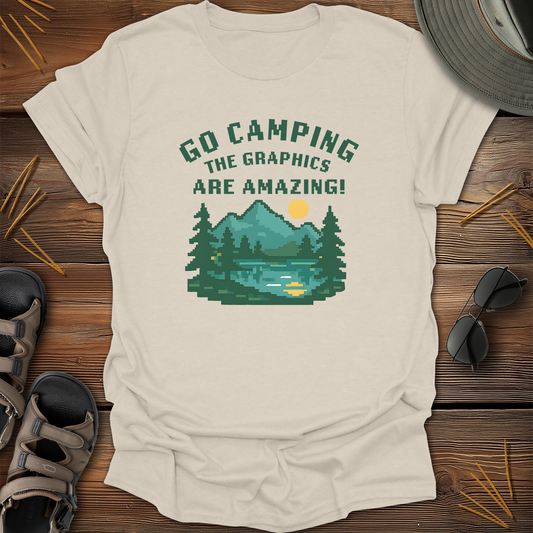 Go Camping The Graphics Are Amazing Pixel Art T-Shirt