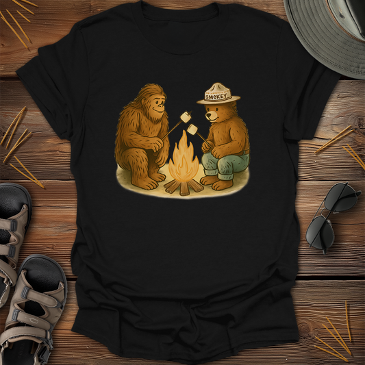 Bigfoot & Smokey Bear Campfire Graphic T-Shirt