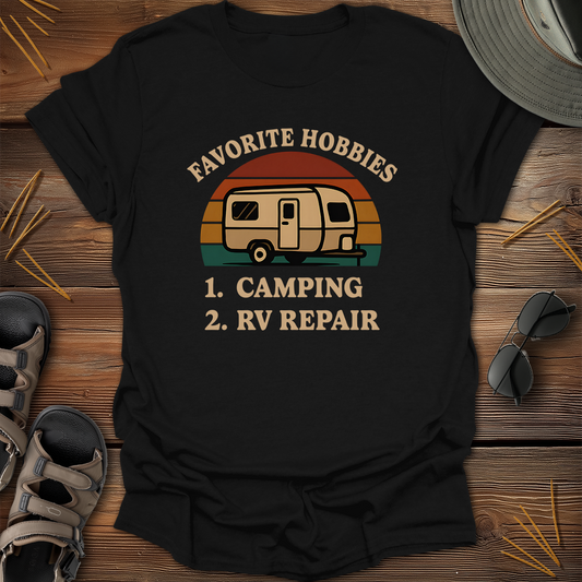 Favorite Hobbies Camping RV Repair Retro T-Shirt