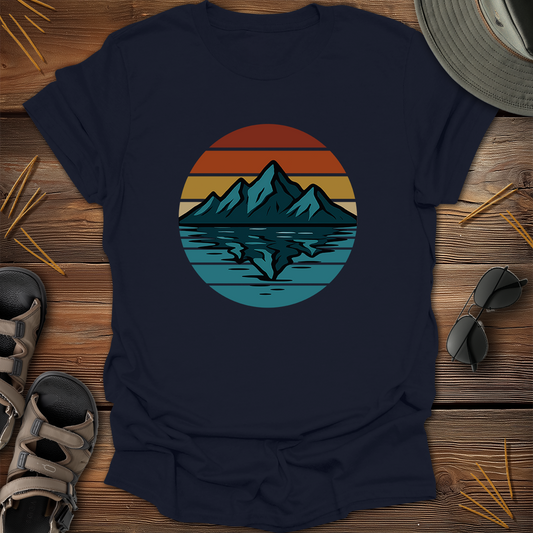 Retro Mountain Lake Reflection T-Shirt
