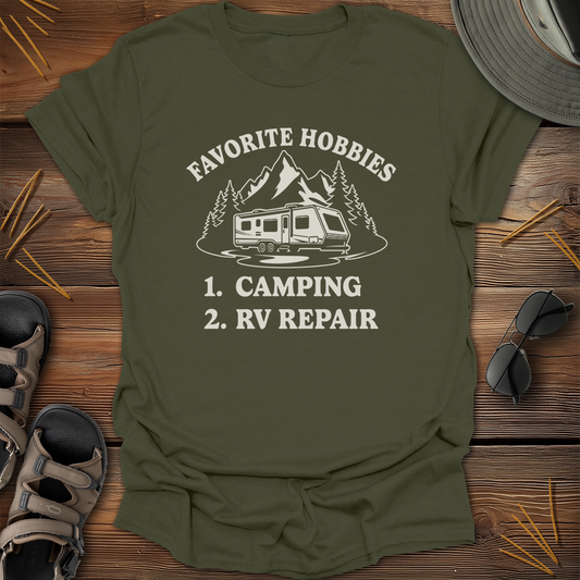 Favorite Hobbies Camping RV Repair Graphic T-Shirt