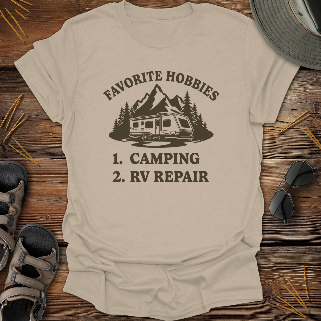 Favorite Hobbies Camping RV Repair Graphic T-Shirt