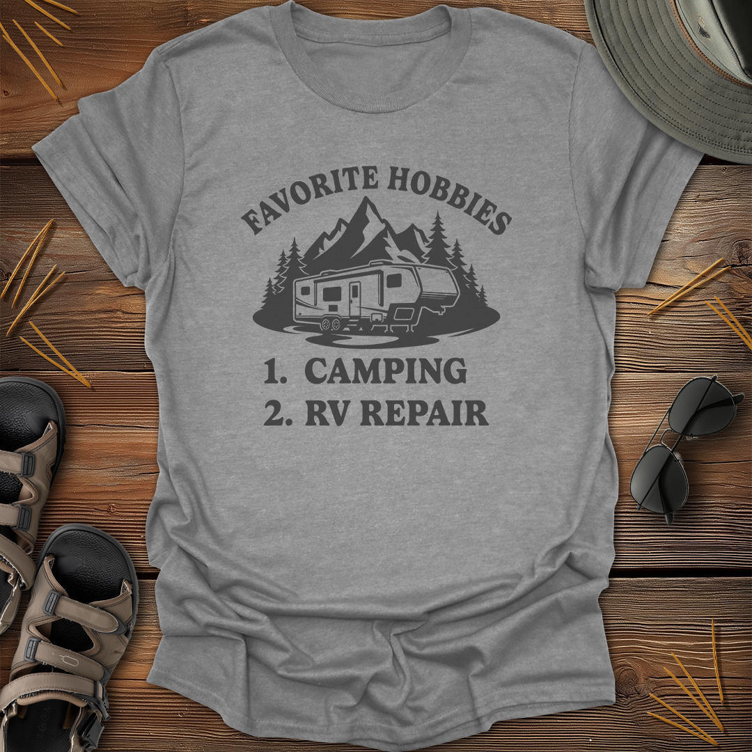 Favorite Hobbies Camping RV Repair Fifth Wheel T-Shirt