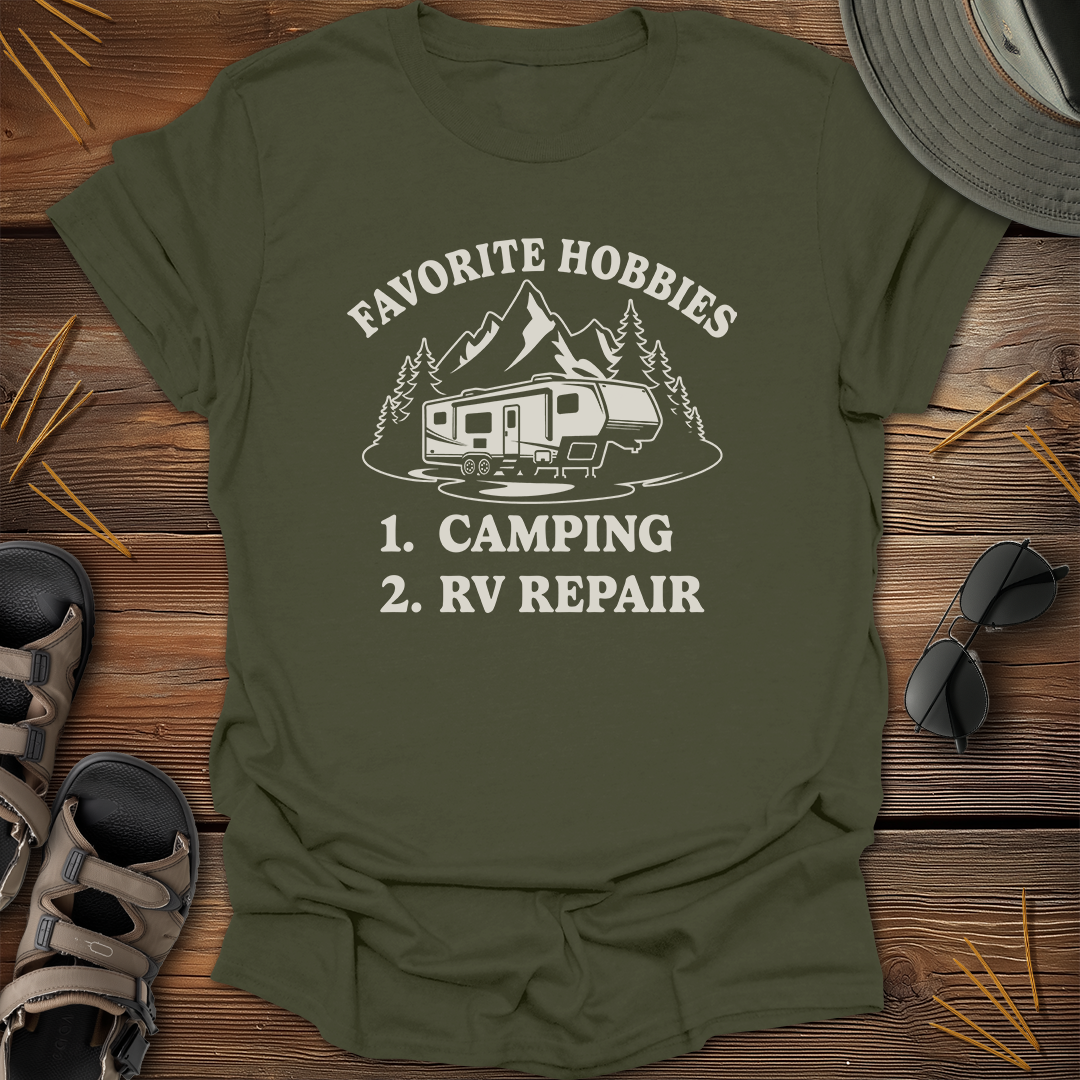 Favorite Hobbies Camping RV Repair Fifth Wheel T-Shirt