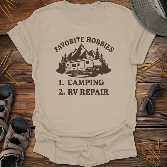 Favorite Hobbies Camping RV Repair Fifth Wheel T-Shirt