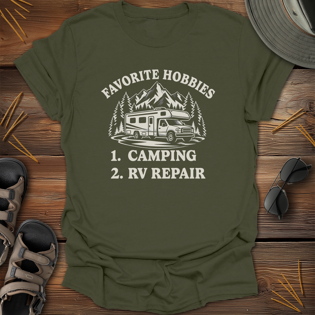 Favorite Hobbies Camping RV Repair Motorhome T-Shirt