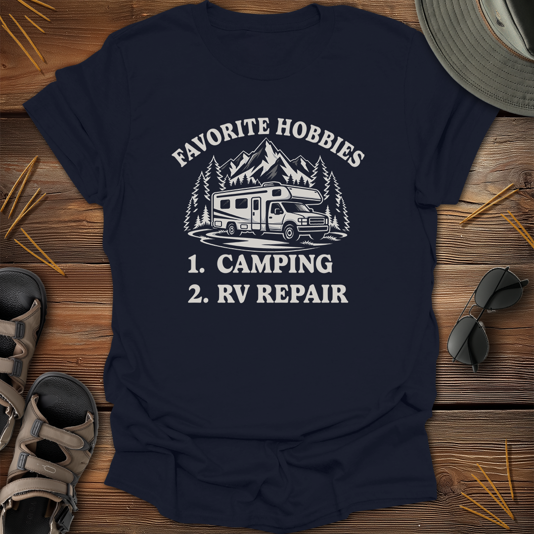 Favorite Hobbies Camping RV Repair Motorhome T-Shirt