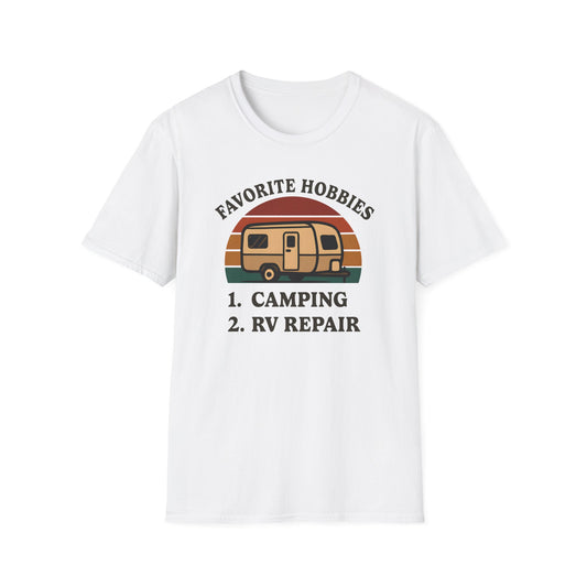 Favorite Hobbies Camping RV Repair Retro T-Shirt